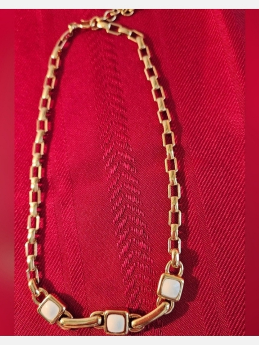 Vintage Monet Chain Necklace with Square Cabochons